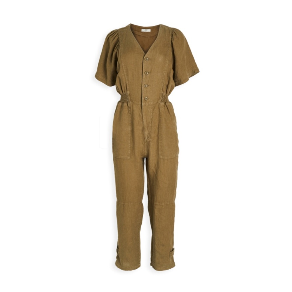 Joie Bramwell Olive Green Linen Jumpsuit